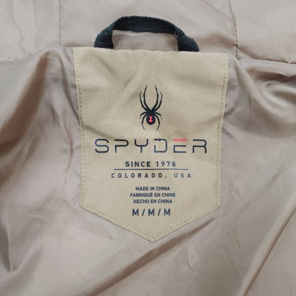 Spyder Men Taupe Hooded Jacket M Hydroweb Water Wind Resistant Breathable Dryweb - Picture 4 of 12